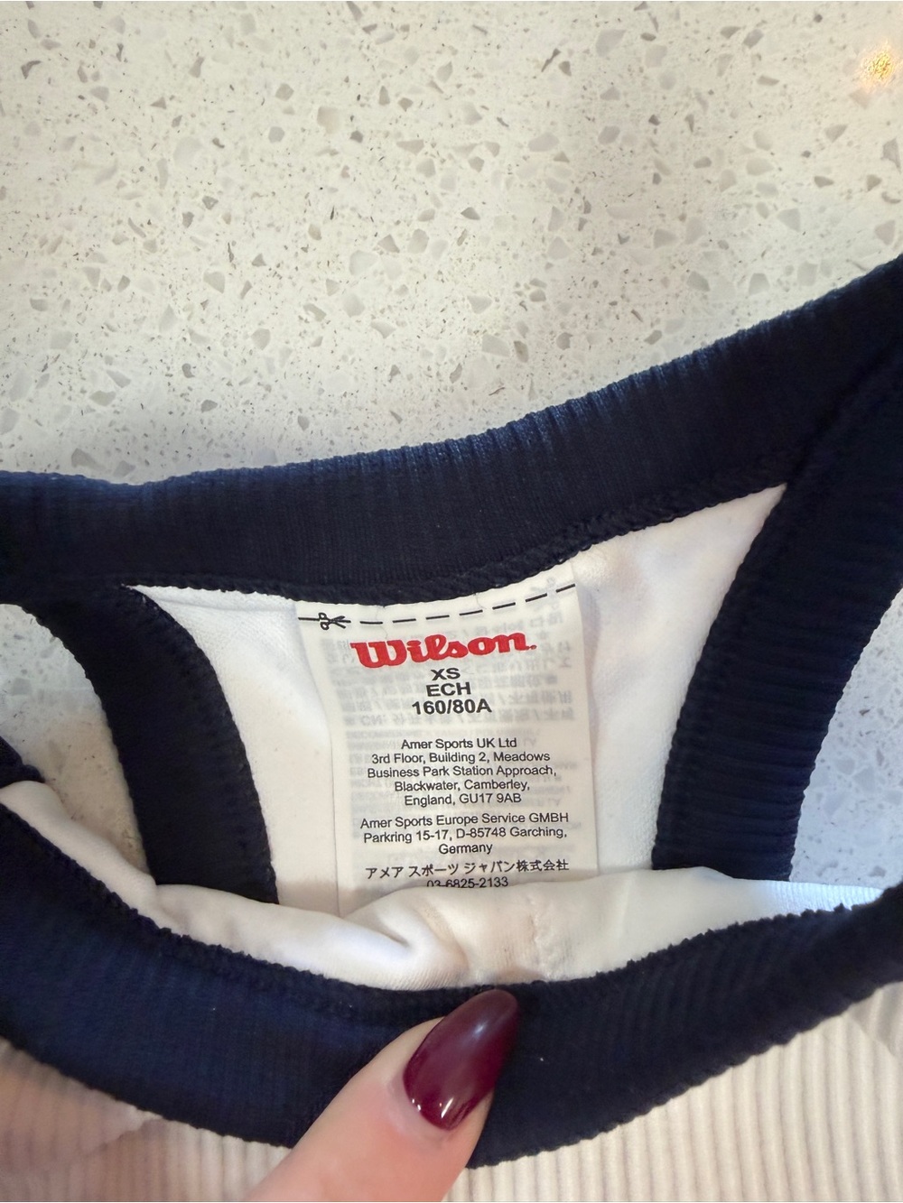 Wilson White Crop Tank with Navy Trim - Picture 6 of 6